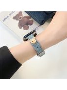 For Apple Watch 10 46mm / Ultra 2 / Ultra 49mm / 9 8 7 45mm / SE (2023) SE (2022) SE 6 5 4 44mm / 3 2 1 42mm Bear Decor Denim Wristband - Dark Blue