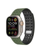 For Apple Watch 10 46mm / Ultra 2 / Ultra 49mm / 9 8 7 45mm / SE (2023) SE (2022) SE 6 5 4 44mm / 3 2 1 42mm Breathable Silicone Strap - Army Green+Black