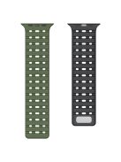 For Apple Watch 10 46mm / Ultra 2 / Ultra 49mm / 9 8 7 45mm / SE (2023) SE (2022) SE 6 5 4 44mm / 3 2 1 42mm Breathable Silicone Strap - Army Green+Black