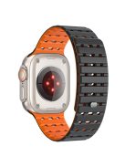 For Apple Watch 10 46mm / Ultra 2 / Ultra 49mm / 9 8 7 45mm / SE (2023) SE (2022) SE 6 5 4 44mm / 3 2 1 42mm Breathable Silicone Strap - Black+Orange