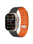 For Apple Watch 10 46mm / Ultra 2 / Ultra 49mm / 9 8 7 45mm / SE (2023) SE (2022) SE 6 5 4 44mm / 3 2 1 42mm Breathable Silicone Strap - Black+Orange