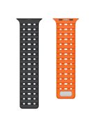 For Apple Watch 10 46mm / Ultra 2 / Ultra 49mm / 9 8 7 45mm / SE (2023) SE (2022) SE 6 5 4 44mm / 3 2 1 42mm Breathable Silicone Strap - Black+Orange