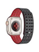 For Apple Watch 10 46mm / Ultra 2 / Ultra 49mm / 9 8 7 45mm / SE (2023) SE (2022) SE 6 5 4 44mm / 3 2 1 42mm Breathable Silicone Strap - Black+Red