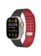 For Apple Watch 10 46mm / Ultra 2 / Ultra 49mm / 9 8 7 45mm / SE (2023) SE (2022) SE 6 5 4 44mm / 3 2 1 42mm Breathable Silicone Strap - Black+Red