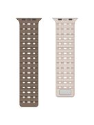 For Apple Watch 10 46mm / Ultra 2 / Ultra 49mm / 9 8 7 45mm / SE (2023) SE (2022) SE 6 5 4 44mm / 3 2 1 42mm Breathable Silicone Strap - Brown+Apricot