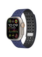 For Apple Watch 10 46mm / Ultra 2 / Ultra 49mm / 9 8 7 45mm / SE (2023) SE (2022) SE 6 5 4 44mm / 3 2 1 42mm Breathable Silicone Strap - Dark Blue+Black