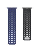 For Apple Watch 10 46mm / Ultra 2 / Ultra 49mm / 9 8 7 45mm / SE (2023) SE (2022) SE 6 5 4 44mm / 3 2 1 42mm Breathable Silicone Strap - Dark Blue+Black