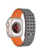 For Apple Watch 10 46mm / Ultra 2 / Ultra 49mm / 9 8 7 45mm / SE (2023) SE (2022) SE 6 5 4 44mm / 3 2 1 42mm Breathable Silicone Strap - Grey+Orange