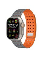 For Apple Watch 10 46mm / Ultra 2 / Ultra 49mm / 9 8 7 45mm / SE (2023) SE (2022) SE 6 5 4 44mm / 3 2 1 42mm Breathable Silicone Strap - Grey+Orange