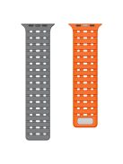 For Apple Watch 10 46mm / Ultra 2 / Ultra 49mm / 9 8 7 45mm / SE (2023) SE (2022) SE 6 5 4 44mm / 3 2 1 42mm Breathable Silicone Strap - Grey+Orange