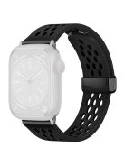 For Apple Watch 10 46mm / Ultra 2 / Ultra 49mm / 9 8 7 45mm / SE (2023) SE (2022) SE 6 5 4 44mm / 3 2 1 42mm Breathable Strap Leather Watch Band  - Black