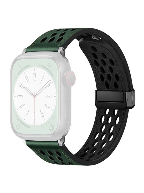 For Apple Watch 10 46mm / Ultra 2 / Ultra 49mm / 9 8 7 45mm / SE (2023) SE (2022) SE 6 5 4 44mm / 3 2 1 42mm Breathable Strap Leather Watch Band  - Green