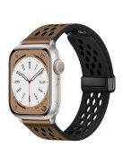 For Apple Watch 10 46mm / Ultra 2 / Ultra 49mm / 9 8 7 45mm / SE (2023) SE (2022) SE 6 5 4 44mm / 3 2 1 42mm Breathable Strap Leather Watch Band  - Tan