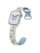 For Apple Watch 10 46mm / Ultra 2 / Ultra 49mm / 9 8 7 45mm / SE (2023) SE (2022) SE 6 5 4 44mm / 3 2 1 42mm Butterfly Silicone Band - Antique White+Blue