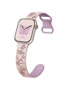 For Apple Watch 10 46mm / Ultra 2 / Ultra 49mm / 9 8 7 45mm / SE (2023) SE (2022) SE 6 5 4 44mm / 3 2 1 42mm Butterfly Silicone Band - Pink+Light Purple