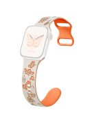 For Apple Watch 10 46mm / Ultra 2 / Ultra 49mm / 9 8 7 45mm / SE (2023) SE (2022) SE 6 5 4 44mm / 3 2 1 42mm Butterfly Silicone Band - Starlight+Orange