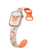 For Apple Watch 10 46mm / Ultra 2 / Ultra 49mm / 9 8 7 45mm / SE (2023) SE (2022) SE 6 5 4 44mm / 3 2 1 42mm Butterfly Silicone Band - Starlight+Orange