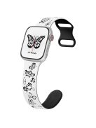 For Apple Watch 10 46mm / Ultra 2 / Ultra 49mm / 9 8 7 45mm / SE (2023) SE (2022) SE 6 5 4 44mm / 3 2 1 42mm Butterfly Silicone Band - White+Black