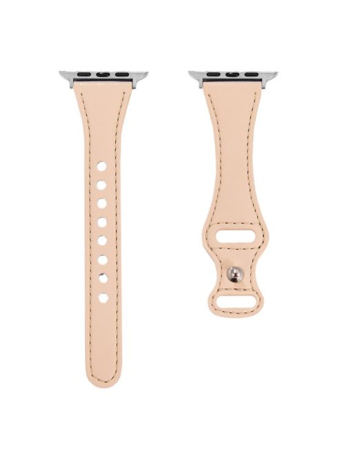 For Apple Watch 10 46mm / Ultra 2 / Ultra 49mm / 9 8 7 45mm / SE (2023) SE (2022) SE 6 5 4 44mm / 3 2 1 42mm Button Buckle Watch Strap - Apricot