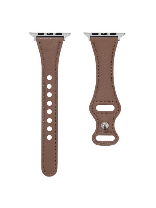 For Apple Watch 10 46mm / Ultra 2 / Ultra 49mm / 9 8 7 45mm / SE (2023) SE (2022) SE 6 5 4 44mm / 3 2 1 42mm Button Buckle Watch Strap - Brown