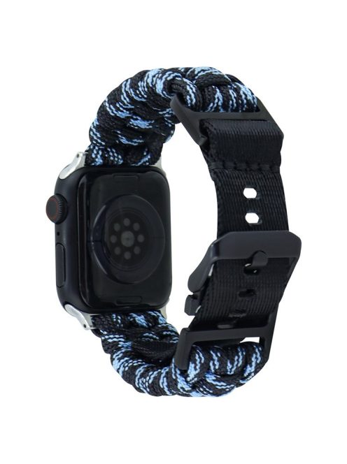 For Apple Watch 10 46mm / Ultra 2 / Ultra 49mm / 9 8 7 45mm / SE (2023) SE (2022) SE 6 5 4 44mm / 3 2 1 42mm Camo Braided Watch Strap - Black+Blue