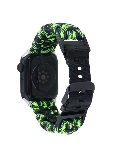 For Apple Watch 10 46mm / Ultra 2 / Ultra 49mm / 9 8 7 45mm / SE (2023) SE (2022) SE 6 5 4 44mm / 3 2 1 42mm Camo Braided Watch Strap - Black+Green