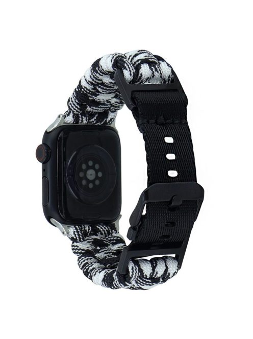 For Apple Watch 10 46mm / Ultra 2 / Ultra 49mm / 9 8 7 45mm / SE (2023) SE (2022) SE 6 5 4 44mm / 3 2 1 42mm Camo Braided Watch Strap - Black+White