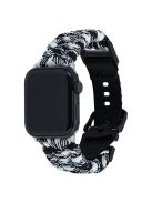 For Apple Watch 10 46mm / Ultra 2 / Ultra 49mm / 9 8 7 45mm / SE (2023) SE (2022) SE 6 5 4 44mm / 3 2 1 42mm Camo Braided Watch Strap - Black+White