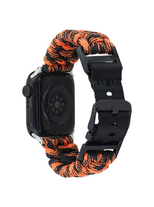 For Apple Watch 10 46mm / Ultra 2 / Ultra 49mm / 9 8 7 45mm / SE (2023) SE (2022) SE 6 5 4 44mm / 3 2 1 42mm Camo Braided Watch Strap - Orange+Black