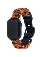 For Apple Watch 10 46mm / Ultra 2 / Ultra 49mm / 9 8 7 45mm / SE (2023) SE (2022) SE 6 5 4 44mm / 3 2 1 42mm Camo Braided Watch Strap - Orange+Black