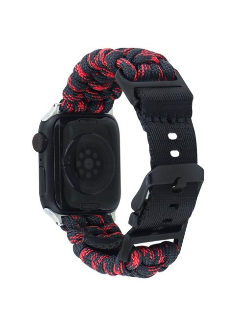 For Apple Watch 10 46mm / Ultra 2 / Ultra 49mm / 9 8 7 45mm / SE (2023) SE (2022) SE 6 5 4 44mm / 3 2 1 42mm Camo Braided Watch Strap - Red+Black