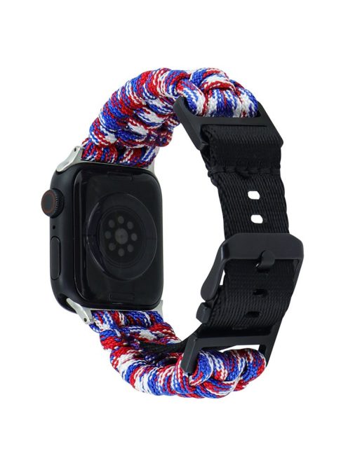 For Apple Watch 10 46mm / Ultra 2 / Ultra 49mm / 9 8 7 45mm / SE (2023) SE (2022) SE 6 5 4 44mm / 3 2 1 42mm Camo Braided Watch Strap - Red+Blue