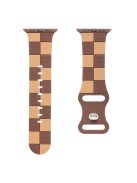 For Apple Watch 10 46mm / Ultra 2 / Ultra 49mm / 9 8 7 45mm / SE (2023) SE (2022) SE 6 5 4 44mm / 3 2 1 42mm Checkerboard Silicone Band - Brown