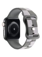 For Apple Watch 10 46mm / Ultra 2 / Ultra 49mm / 9 8 7 45mm / SE (2023) SE (2022) SE 6 5 4 44mm / 3 2 1 42mm Checkerboard Silicone Band - Dark Grey