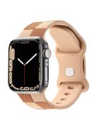 For Apple Watch 10 46mm / Ultra 2 / Ultra 49mm / 9 8 7 45mm / SE (2023) SE (2022) SE 6 5 4 44mm / 3 2 1 42mm Checkerboard Silicone Band - Light Brown