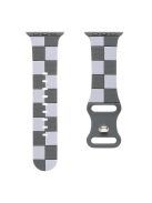 For Apple Watch 10 46mm / Ultra 2 / Ultra 49mm / 9 8 7 45mm / SE (2023) SE (2022) SE 6 5 4 44mm / 3 2 1 42mm Checkerboard Silicone Band - Light Grey