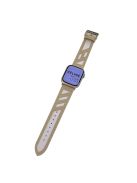 For Apple Watch 10 46mm / Ultra 2 / Ultra 49mm / 9 8 7 45mm / SE (2023) SE (2022) SE 6 5 4 44mm / 3 2 1 42mm Cloth Fabric+Leather Watch Band - Apricot