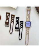 For Apple Watch 10 46mm / Ultra 2 / Ultra 49mm / 9 8 7 45mm / SE (2023) SE (2022) SE 6 5 4 44mm / 3 2 1 42mm Cloth Fabric+Leather Watch Band - Apricot