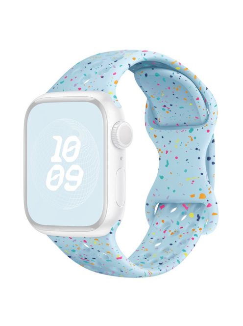 For Apple Watch 10 46mm / Ultra 2 / Ultra 49mm / 9 8 7 45mm / SE (2023) SE (2022) SE 6 5 4 44mm / 3 2 1 42mm Confetti Decor Silicone Strap - Baby Blue