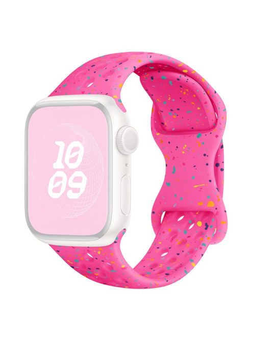 For Apple Watch 10 46mm / Ultra 2 / Ultra 49mm / 9 8 7 45mm / SE (2023) SE (2022) SE 6 5 4 44mm / 3 2 1 42mm Confetti Decor Silicone Strap - Deep Pink