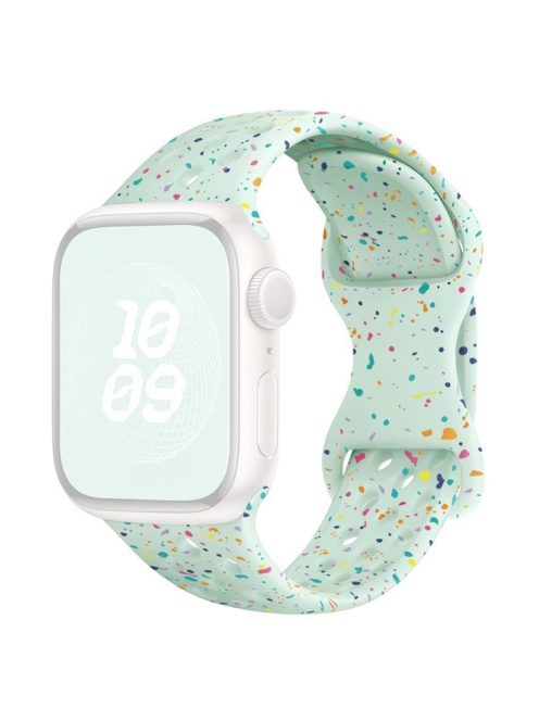 For Apple Watch 10 46mm / Ultra 2 / Ultra 49mm / 9 8 7 45mm / SE (2023) SE (2022) SE 6 5 4 44mm / 3 2 1 42mm Confetti Decor Silicone Strap - Mint Green