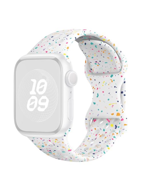 For Apple Watch 10 46mm / Ultra 2 / Ultra 49mm / 9 8 7 45mm / SE (2023) SE (2022) SE 6 5 4 44mm / 3 2 1 42mm Confetti Decor Silicone Strap - White