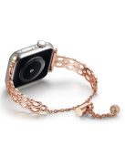 For Apple Watch 10 46mm / Ultra 2 / Ultra 49mm / 9 8 7 45mm / SE (2023) SE (2022) SE 6 5 4 44mm / 3 2 1 42mm Copper Bracelet 2 Row Rings Design Strap - Rose Gold