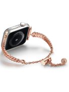 For Apple Watch 10 46mm / Ultra 2 / Ultra 49mm / 9 8 7 45mm / SE (2023) SE (2022) SE 6 5 4 44mm / 3 2 1 42mm Copper Bracelet Feather Design Strap - Rose Gold