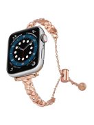 For Apple Watch 10 46mm / Ultra 2 / Ultra 49mm / 9 8 7 45mm / SE (2023) SE (2022) SE 6 5 4 44mm / 3 2 1 42mm Copper Bracelet X-Shape Design Strap - Rose Gold