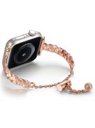 For Apple Watch 10 46mm / Ultra 2 / Ultra 49mm / 9 8 7 45mm / SE (2023) SE (2022) SE 6 5 4 44mm / 3 2 1 42mm Copper Bracelet X-Shape Design Strap - Rose Gold