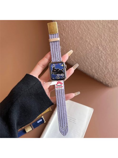 For Apple Watch 10 46mm / Ultra 2 / Ultra 49mm / 9 8 7 45mm / SE (2023) SE (2022) SE 6 5 4 44mm / 3 2 1 42mm Corduroy Bracelet Strap - Taro Purple