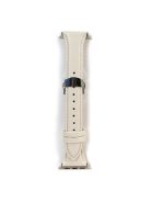 For Apple Watch 10 46mm / Ultra 2 / Ultra 49mm / 9 8 7 45mm / SE (2023) SE (2022) SE 6 5 4 44mm / 3 2 1 42mm Cow Leather Watchband Replacement Strap - Beige / Silver