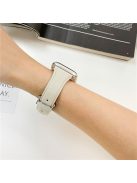 For Apple Watch 10 46mm / Ultra 2 / Ultra 49mm / 9 8 7 45mm / SE (2023) SE (2022) SE 6 5 4 44mm / 3 2 1 42mm Cow Leather Watchband Replacement Strap - Beige / Silver