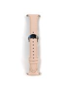 For Apple Watch 10 46mm / Ultra 2 / Ultra 49mm / 9 8 7 45mm / SE (2023) SE (2022) SE 6 5 4 44mm / 3 2 1 42mm Cow Leather Watchband Replacement Strap - Pink / Silver